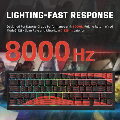 ATTACK SHARK X68PRO HE Tastiera gaming wireless Rapid Trigger con attuazione regolabile, hot-swap, retroilluminazione RGB, BT/2.4GHz/cablata