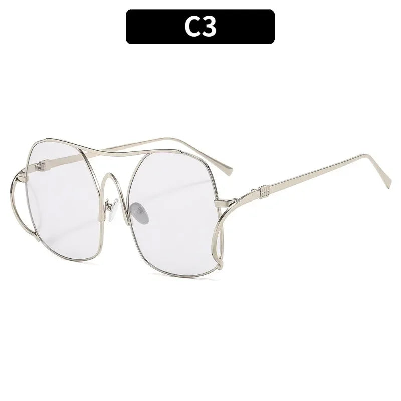 Y2k Polygon Oversized Sunglasses Women Luxury Brand Metal Sun Glasses Fashion Personality Outdoor Retro Eyeglassess Uv400 Men