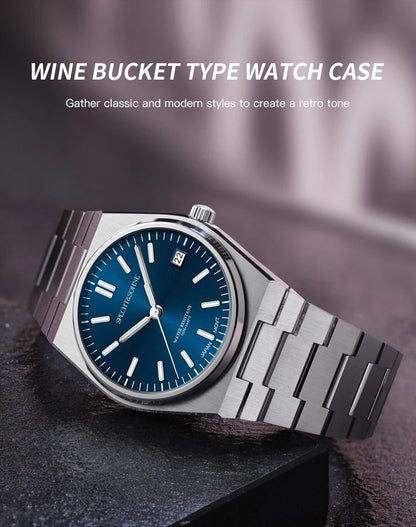 2025 SPECHT&SOHNE New Rubber Strap Fashion Quartz Watches For Men Stainless Steel Watch Ice Blue Luminous Sapphire Crystal 5BAR
