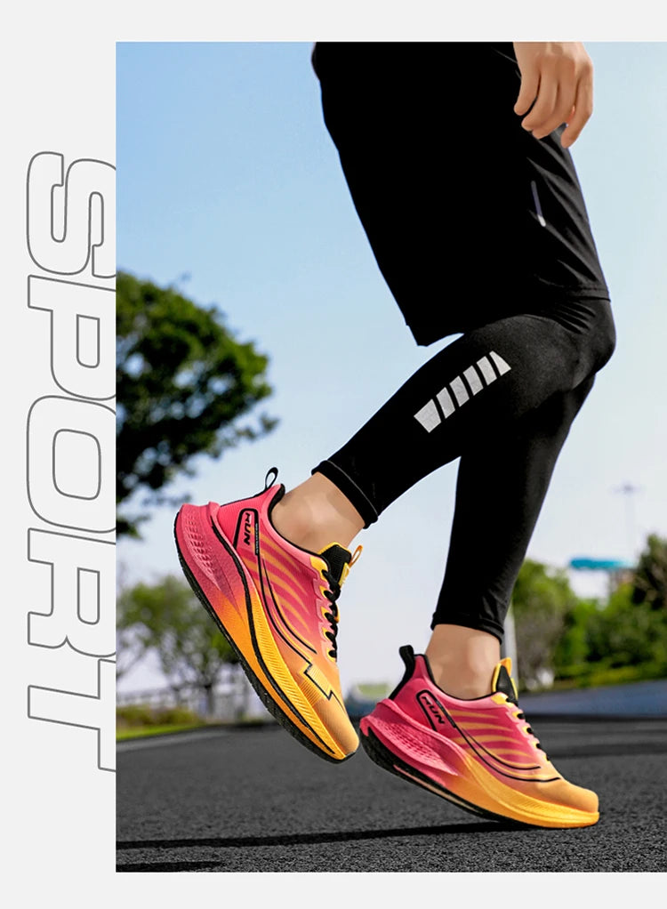Chaussures de course à amorti pour homme avec plaque en carbone ; baskets légères de marathon pour femme, pour le jogging, l'entraînement, le fitness et l'exercice physique