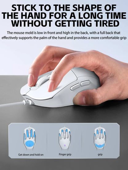 2026 Wired Gaming Mouse RGB with Anti-Slip Grip, 6-Key Ergonomic Gaming Mouse for PC, Desktop & Laptop, Adjustable DPI Wired Gaming Mouse