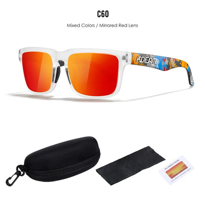 2025 Kdeam Polarized Sunglasses for Men Women Fashion Unisex Brand Trendy Outdoor Eyewear For Couple Mirror red lens