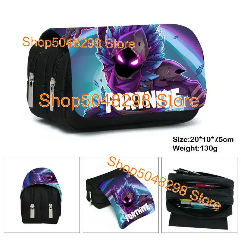 Großes Kawaii-Federmäppchen aus Canvas mit Fortnite-Print für Jungen und Mädchen – Schulbedarf, Schreibwaren und Geburtstagsgeschenk für Teenager