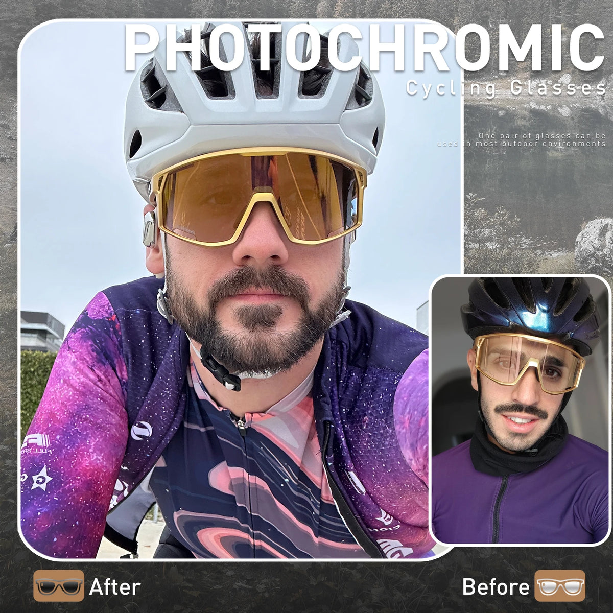 KAPVOE Pánské a dámské brýle na silniční kolo UV400, brýle pro horské sporty, outdoorové fotochromatické cyklistické sluneční brýle, brýle na kolo