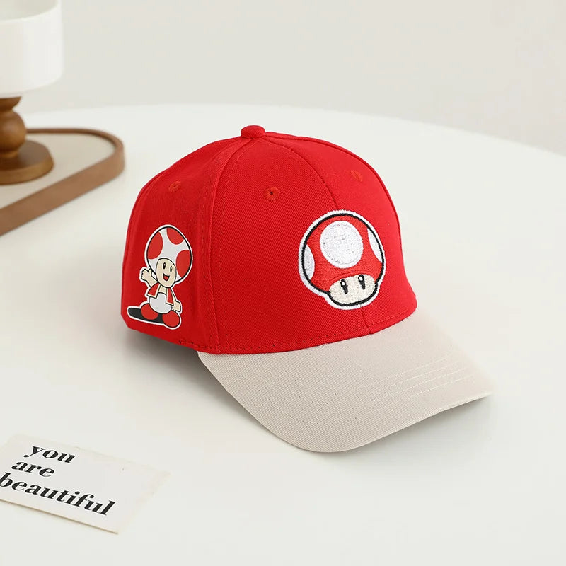 Yoshi Bowser Luigi Super Mushroomi Duckbill Cap Baseball Cap Cartoon Patterned Mesh Cap Summer-appropriate hats for kids Trendy