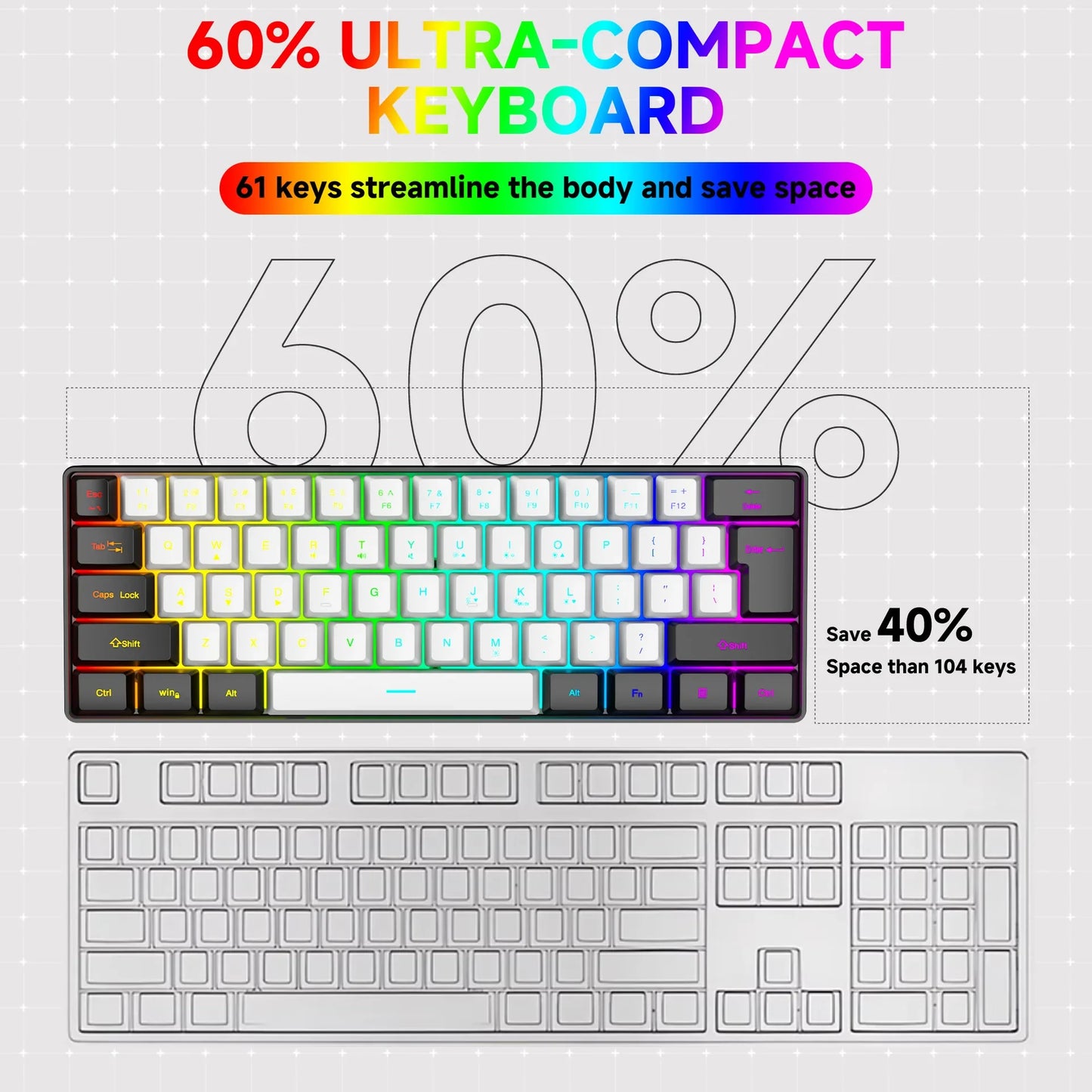 2026 New Best-Selling Portable Wired Mini-Mechanical Keyboard K61 Mini-Keyboard, Suitable For Playing Games, Compact And Conveni