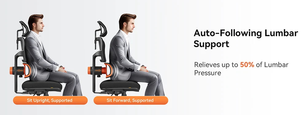 NEWTRAL NT001 Ergonomic Office Chair with Auto-Following Lumbar Support, Adjustable Mesh Office Chair, 3 Recline Angles, 3D Armrests & Adjustable Headrest