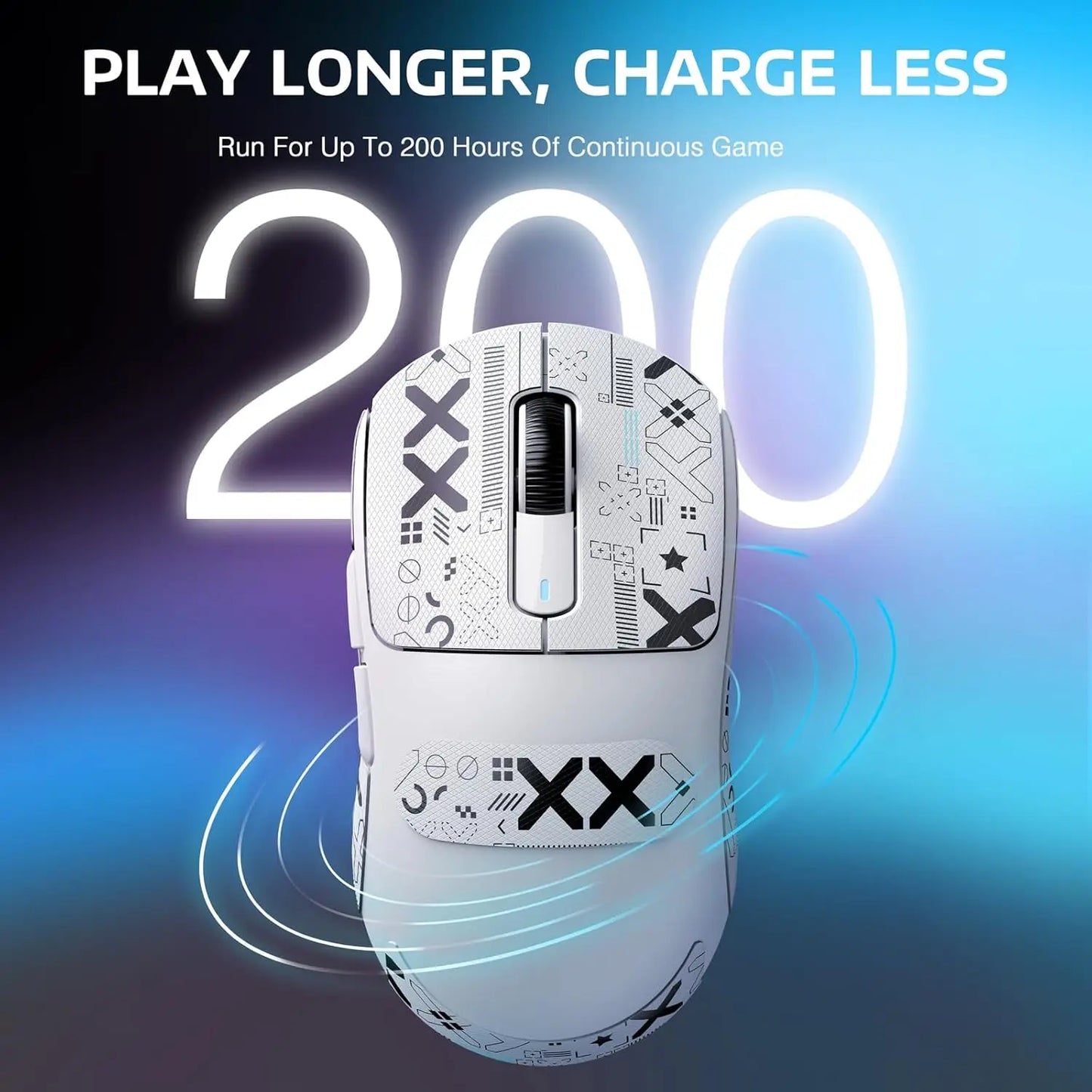 Mouse gaming wireless leggero ATTACK SHARK X3, 49g, tri-mode, sensore PAW3395 da 26K DPI, autonomia di 200h, 5 pulsanti programmabili