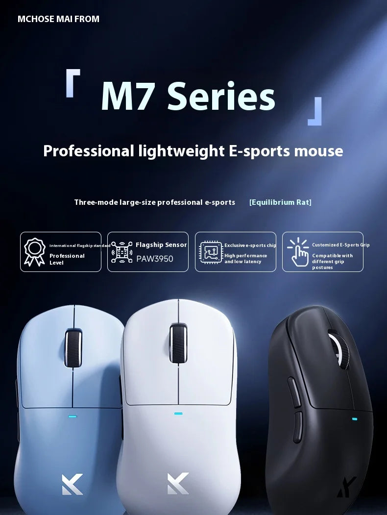 MCHOSE M7 Ultra ergonomická herná myš PAW3950 Super Sensor TOPSPEED s frekvenciou snímania 8000Hz, ľahký dizajn, Realtek Master Mice