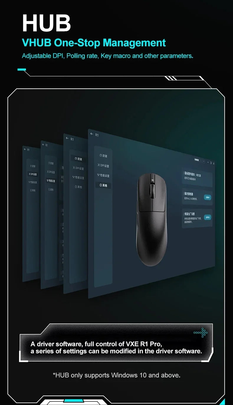 VXE Dragonfly R1 Pro MAX 2.4G Wireless Gaming Mouse PAW3395 26000DPI 3-mode Connection with Low Latency Wired Gaming Mouse