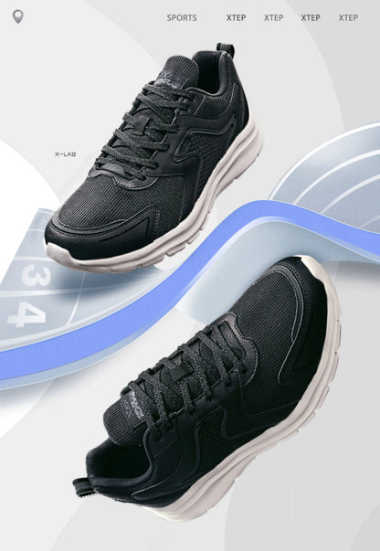 Xtep Sports Shoes Men's Mesh Breathable Running Shoes Winter Marathon Black White Men's Sports Shoes Sneakers Man 879119110110