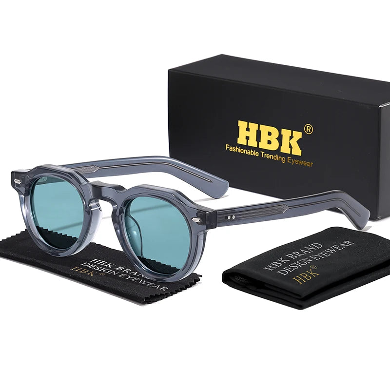 HBK Vintage – jednoduché kulaté pánské sluneční brýle s malým rámem, vysoce kvalitní acetátový rám, sluneční brýle pro ženy, na večírky, na cestování i do přírody