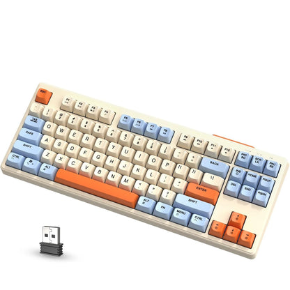 Tastiera gaming wireless Free Wolf M87 75% - Switch silenziosi, retroilluminazione Rainbow, BT/2.4G, copritasti PBT sfumati, design compatto