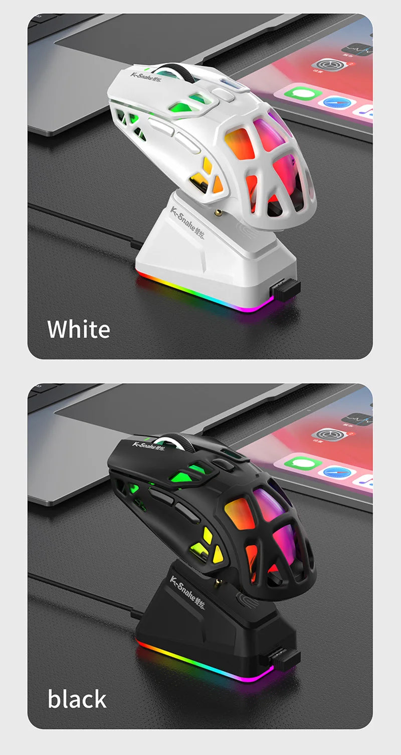 Ľahká herná myš Lenovo Tri-Mode s RGB nabíjacím dokom, 12000DPI, 2.4G/Bluetooth/káblové pripojenie, ergonomická myš pre PC a notebook