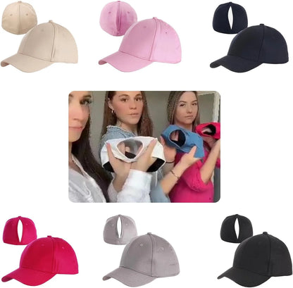 TikTok Heat Magnetic Ponytail Caps For Women Sport Wear Breathable Cotton Adjustable Baseball Hat