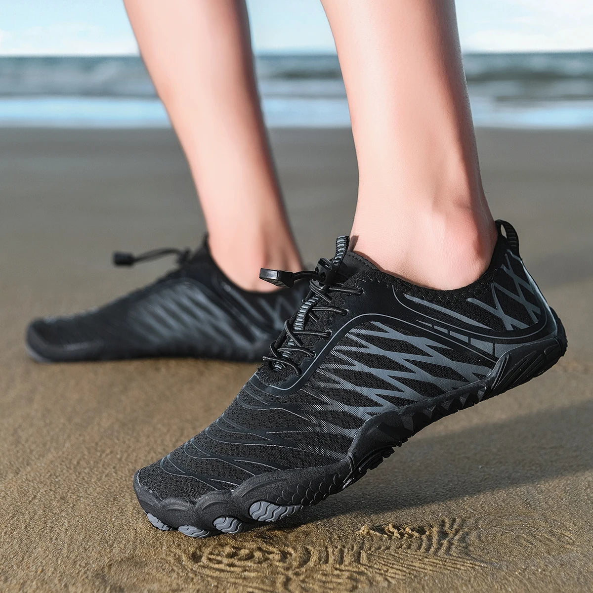 Oiaano Παπούτσια Barefoot Μαύρα με Φαρδύ Μπροστινό Μέρος για Άνδρες, Γυναικεία Αθλητικά Sneakers Unisex, Ανδρικά Υδάτινα Μποτάκια Aqua Beach με Μαλακή Σόλα, Ελαφριά και Διαπνέοντα