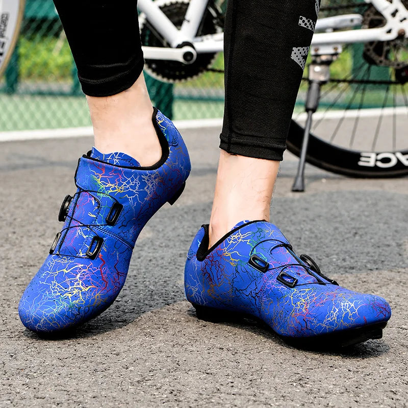 Nové dámské cyklistické sportovní boty s protiskluzovou gumovou podrážkou, MTB boty pro muže, prodyšná PU kůže, outdoorové závodní cyklistické boty na pedály, unisex