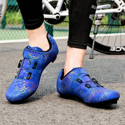 Nové dámské cyklistické sportovní boty s protiskluzovou gumovou podrážkou, MTB boty pro muže, prodyšná PU kůže, outdoorové závodní cyklistické boty na pedály, unisex