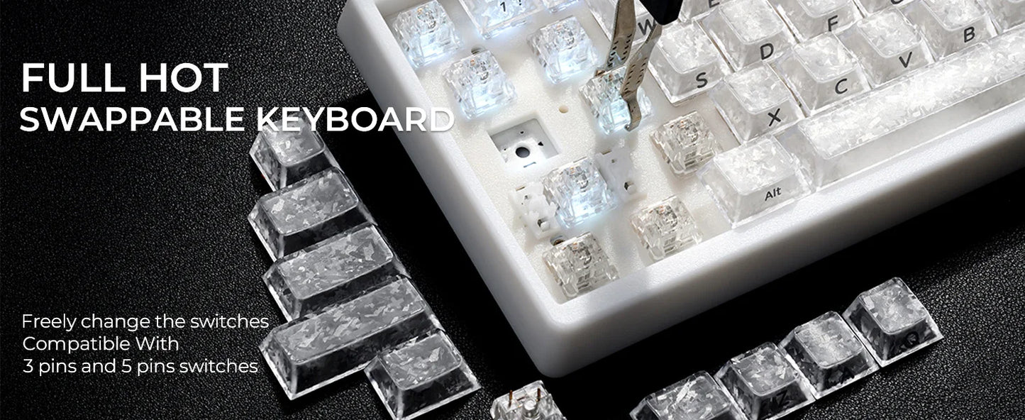 XVX M67 JadeStone mechanische Tastatur mit IMD-Tech-Tastenkappen, Hot-Swap-fähig, Gasket-Mount, Tri-Mode, individuell anpassbares RGB, kabellose Tastatur 65%