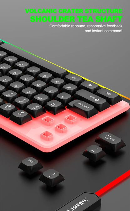 NG GTX350 Set gaming tastiera e mouse per computer e laptop, kit gamer con retroilluminazione LED, tastiera USB cablata GTX350 - Nero
