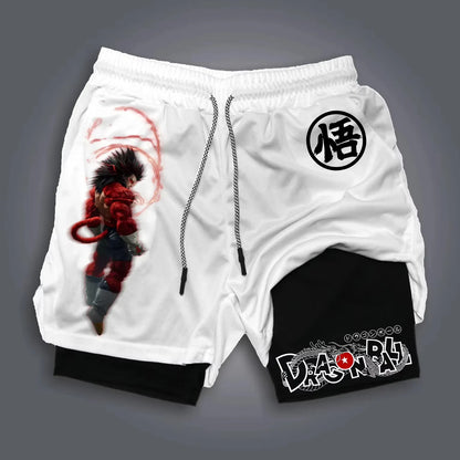 Fashion Dragon Anime GOKU Peripheral Printed Double Layer Shorts Latest Spring and Summer Sports Men's Loose Breathable Pants