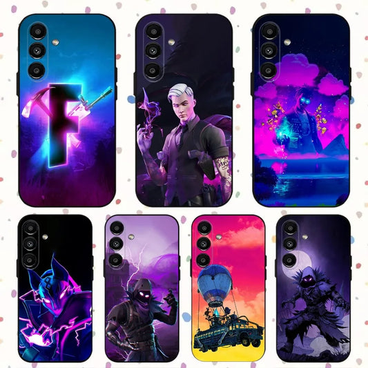 Capa de Telemóvel R-Royales F-Fortnites para Samsung S24, S21, S22, S23, S30, Ultra, S20, Plus, Fe, Lite, Note, 10, 9, 5G — Capa Flexível Preta
