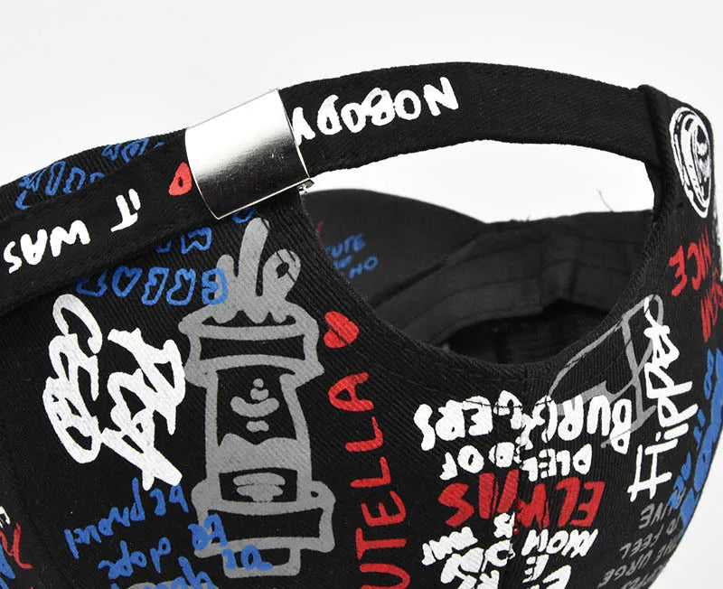 Cappellino da baseball unisex alla moda con stampa graffiti - Cappellino alla moda con visiera dipinta a colori vivaci