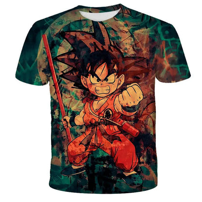 2026 Summer Dragon Ball Short-sleeved T-shirt for Men Cosplaying As Goku Anime, Half-sleeved T-shirt Breathable Casual Y2k