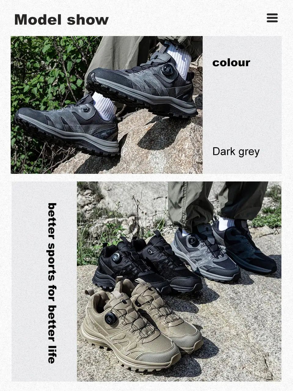 Baasploa Men's Hiking Shoes Non-Slip Wear-Resistant Outdoor Climbing Walking Shoes Comfort Inner Cotton Outdoor Sneakers