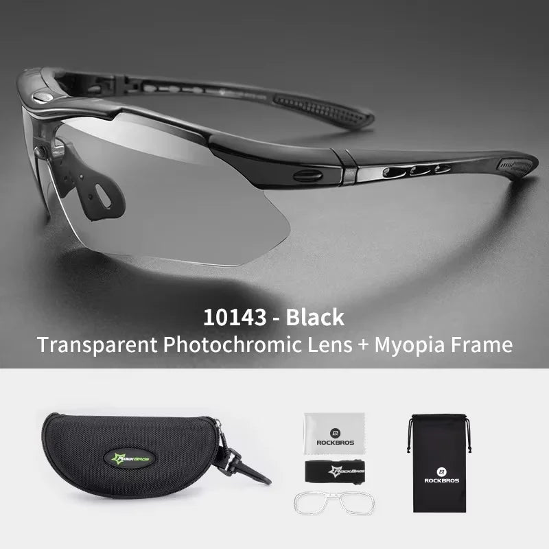 ROCKBROS Fotochromatické cyklistické brýle, sluneční brýle pro cyklistiku a outdoorové sporty, brýle s měnící se barvou skel, brýle pro MTB a silniční kola, cyklistické brýle
