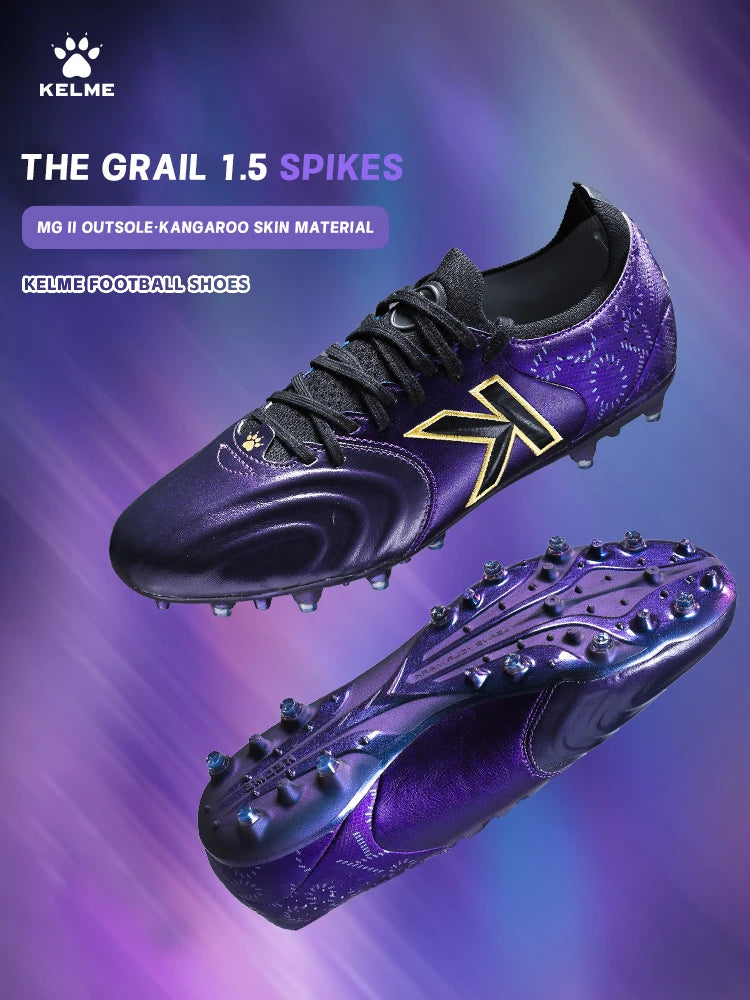 Chaussures de football Kelme en cuir de kangourou Mg - Chaussures de sport professionnelles pour le football - Chaussures de football d'extérieur antidérapantes