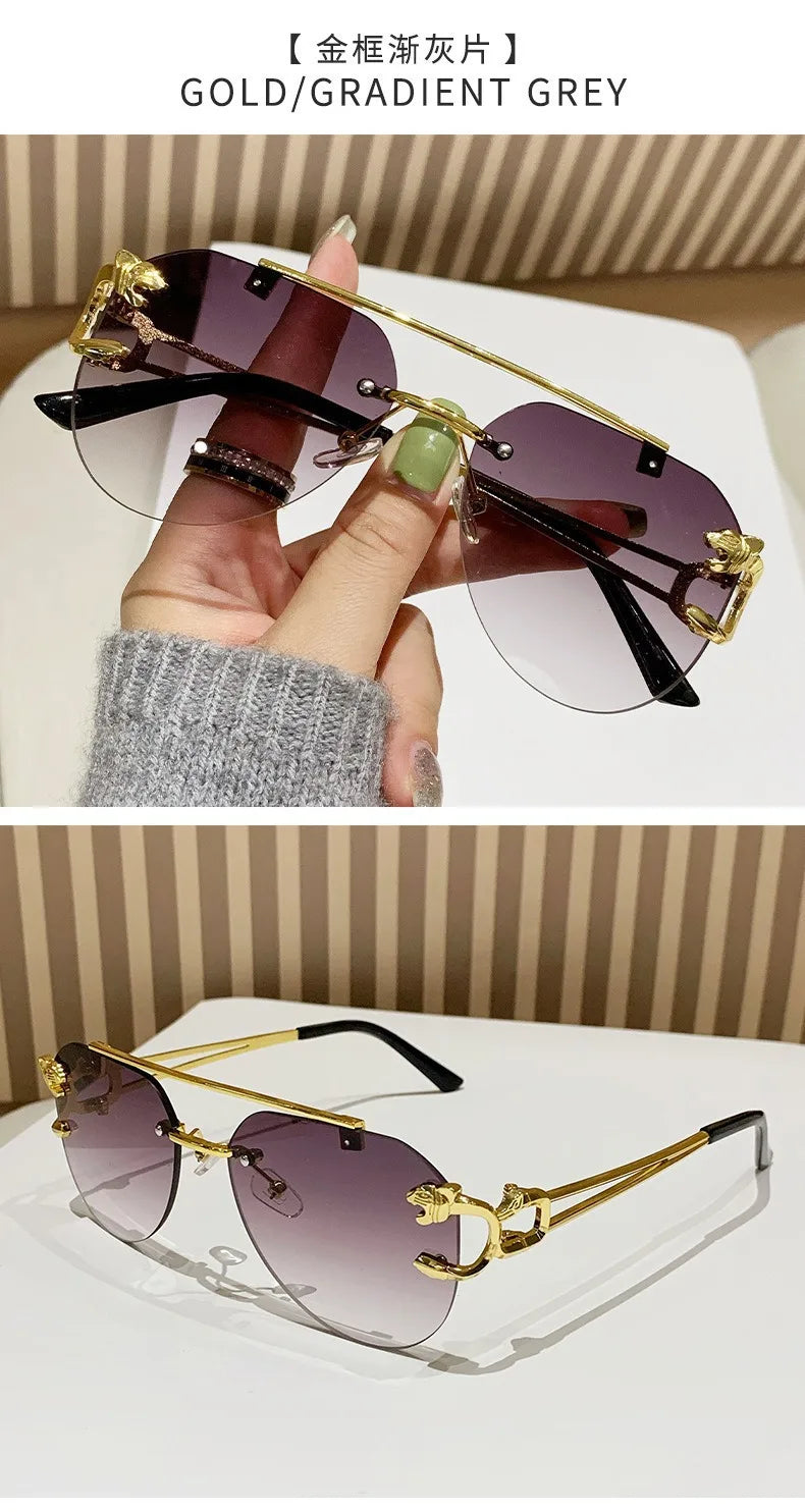 Dámské sluneční brýle bez obrouček, luxusní značkové, vintage, UV400, pánské sluneční brýle, Lunette, Shades De Soleil, Femme, Gafas De Sol Mujer, Lentes