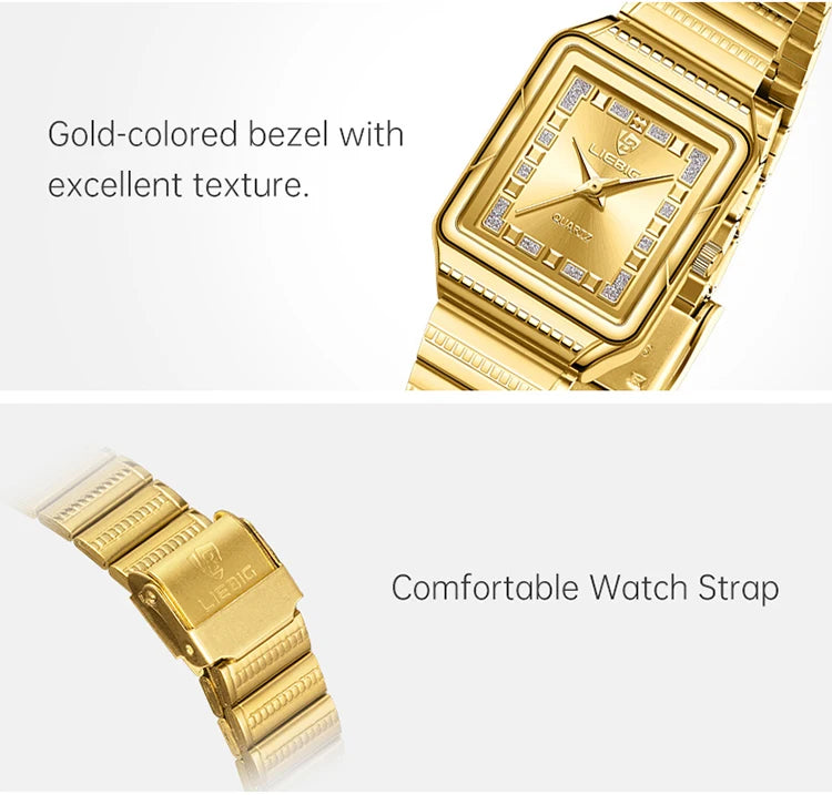 LIEBIG Lady Top Brand Luxury Quartz Watches Stainless Steel Strip Watch For Women Fashion Waterproof Wristwatch Relogio Feminino