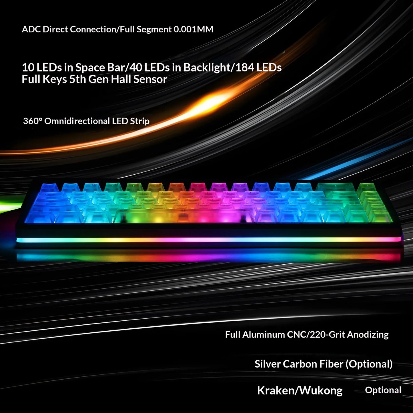 Everglide AE68 Pro Gaming Keyboard 8000Hz Polling Rate High Performance 0.001mm Rapid Trigger ADC Direct Link Dual RGB Lamp