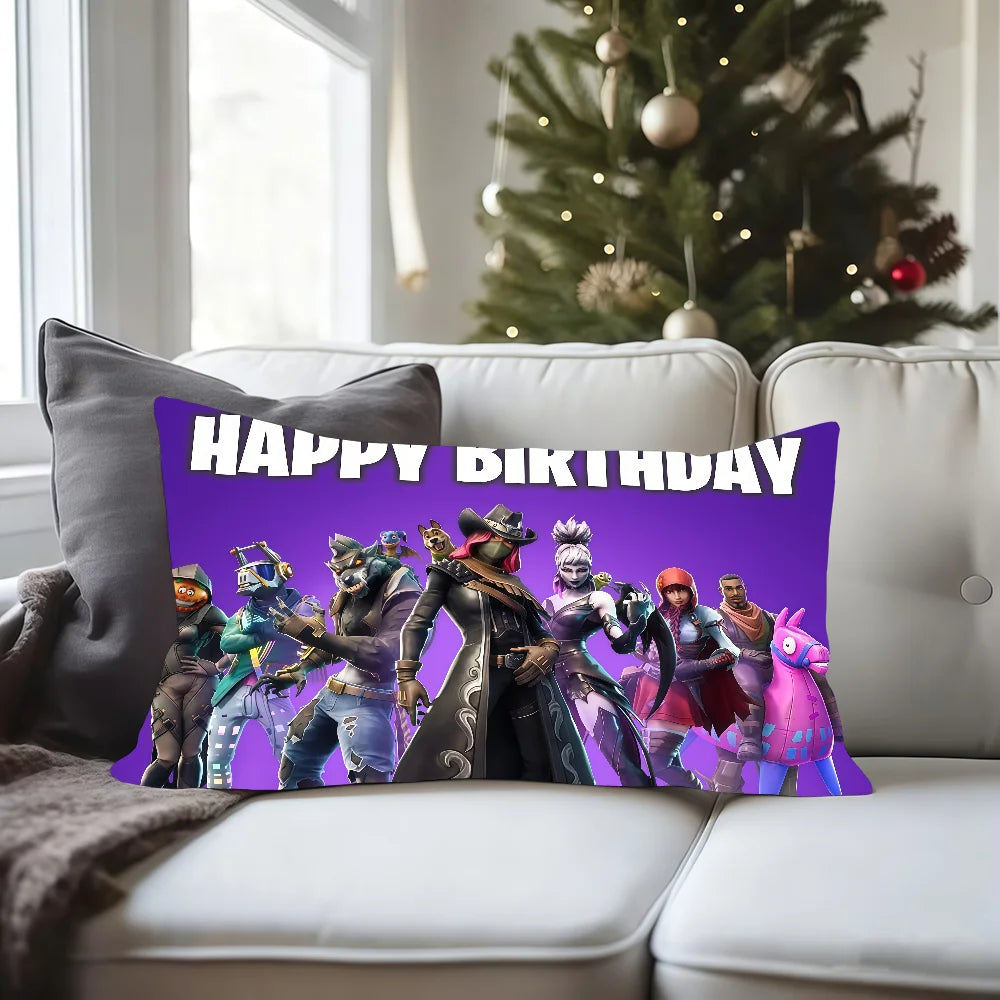 Capa de almofada Game F-FORTNITE COOL BRITHDAY retangular estampada para cama, sofá, quarto e decoração de casa