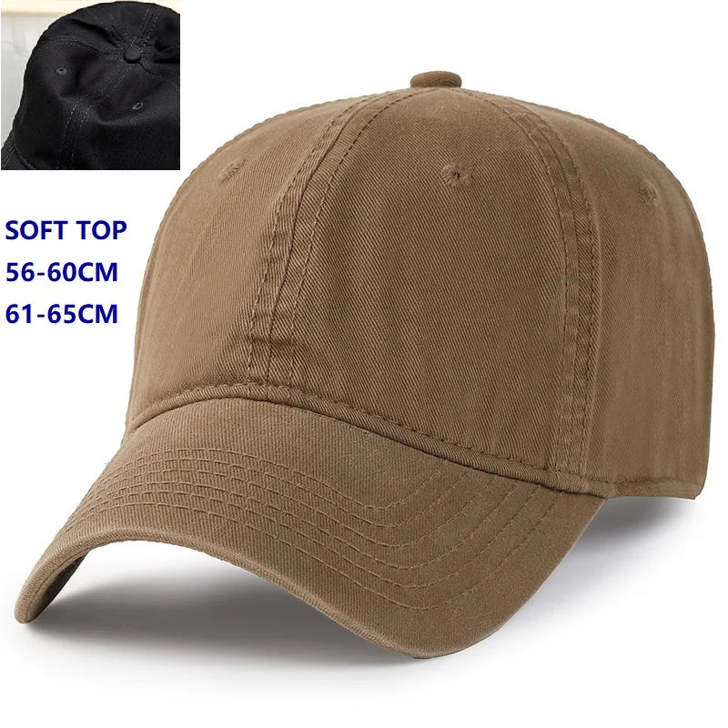 Baseballová čepice Big Head Plus Size, 100 % bavlna, vhodná pro muže i ženy, nastavitelná, čepice typu „dad hat“, nadměrná velikost 58–60 cm, 61–65 cm