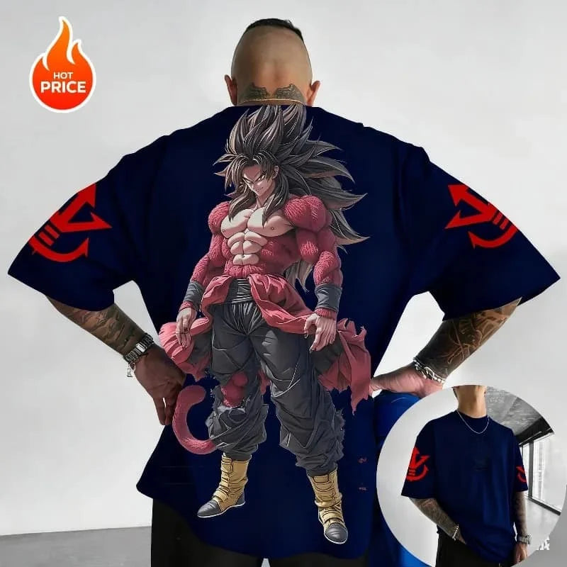 Summer Dragon Ball Retro Anime T-Shirt Men's Super Saiyan4 Goku Casual Loose Sports Daily Short Sleeve Crew Neck Relaxed FitTee