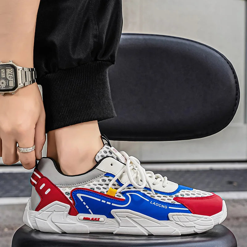 Chaussures de sport pour homme : chaussures de marche estivales en maille, décontractées et tendance, à lacets, neuves, pour les jeunes, idéales pour les trajets quotidiens, confortables et polyvalentes