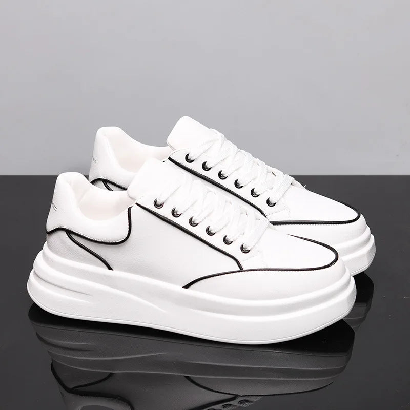 Sapatos brancos pequenos para casal, sapatos de homem, sapatos desportivos de mulher, ténis de homem, sapatos desportivos casuais com aumento de altura no interior