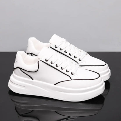 Sapatos brancos pequenos para casal, sapatos de homem, sapatos desportivos de mulher, ténis de homem, sapatos desportivos casuais com aumento de altura no interior