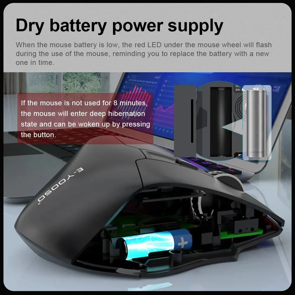 E-YOOSO X-31 Pro USB гейминг мишка с голяма опора, Bluetooth 2.4G безжична връзка, PAW3212, 4800 DPI, за геймъри, компютър, лаптоп и PC