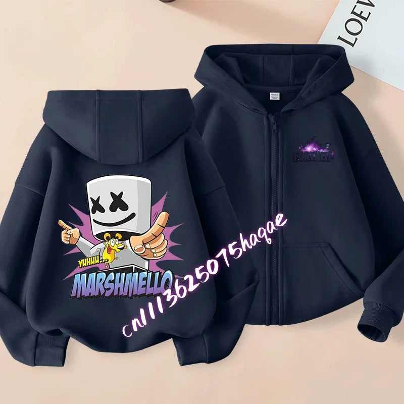 Casaco com capuz infantil Fortnite de outono, com fecho, estampado com personagem de jogo em estilo cartoon, casaco de inverno para criança, roupa para menino