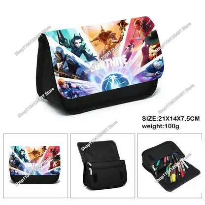Victory Royale Student Boys Girls Fortnited Capacity Stationery PencilCase Peely Llama Hero Children's Pen Box Kids Teen Bags