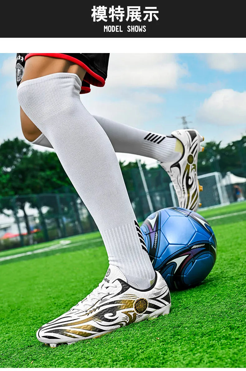 Original Soccer Cleats Man Training Shoes Outdoor Non-slip Children's Football Shoes Long Spikes Men's Futsal Shoes Size 32-45