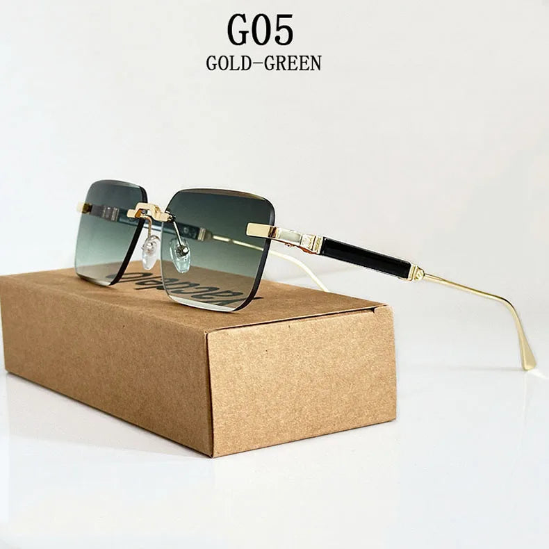 Čtvercové sluneční brýle pro ženy, trendy vintage designové bezrámové sluneční brýle pro muže, módní brýle na dovolenou, Lentes De Sol Mujer