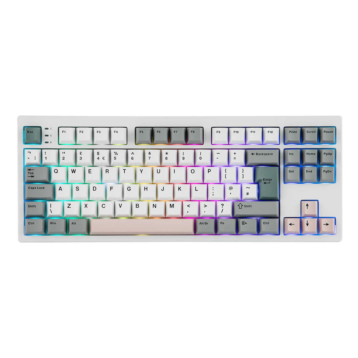 ISO-UK-Layout EPOMAKER TH87 TKL-Layout kabelgebundene/BT/2.4Ghz kabellose mechanische NKRO-Tastatur mit 10000mAh-Akku & RGB-Beleuchtung