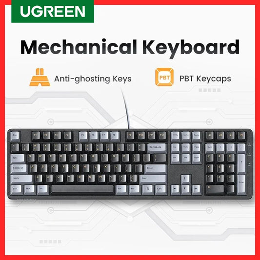UGREEN Mechanical Keyboard 108 PBT Keycaps Wired Keyboard Red Switch Russian/Korean/EN for Desktop Laptop Windows Mac OS Gaming