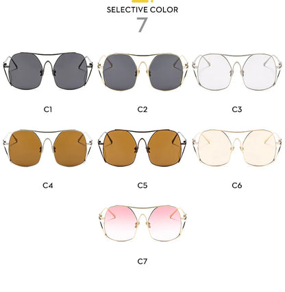 Y2k Polygon Oversized Sunglasses Women Luxury Brand Metal Sun Glasses Fashion Personality Outdoor Retro Eyeglassess Uv400 Men