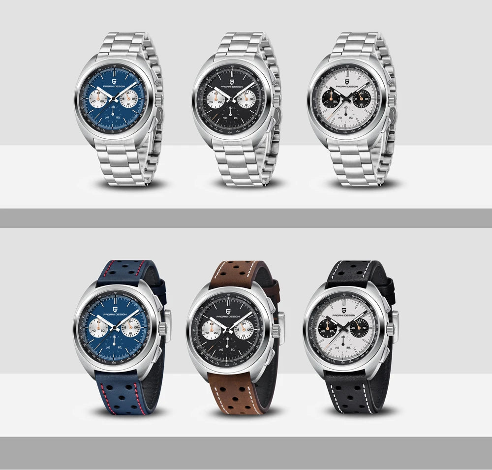 PAGANI DESIGN 2026 Retro Luxury Men's Quartz Watches Sports Chronograph VK63 Watch For Men AR Sapphire Waterproof Leather Clock