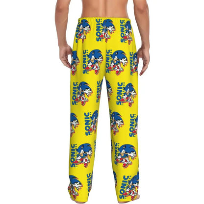 Custom Print Men's Soniced Pajama Pants Hedgehog Game Sleepwear Sleep Lounge Bottoms with Pockets